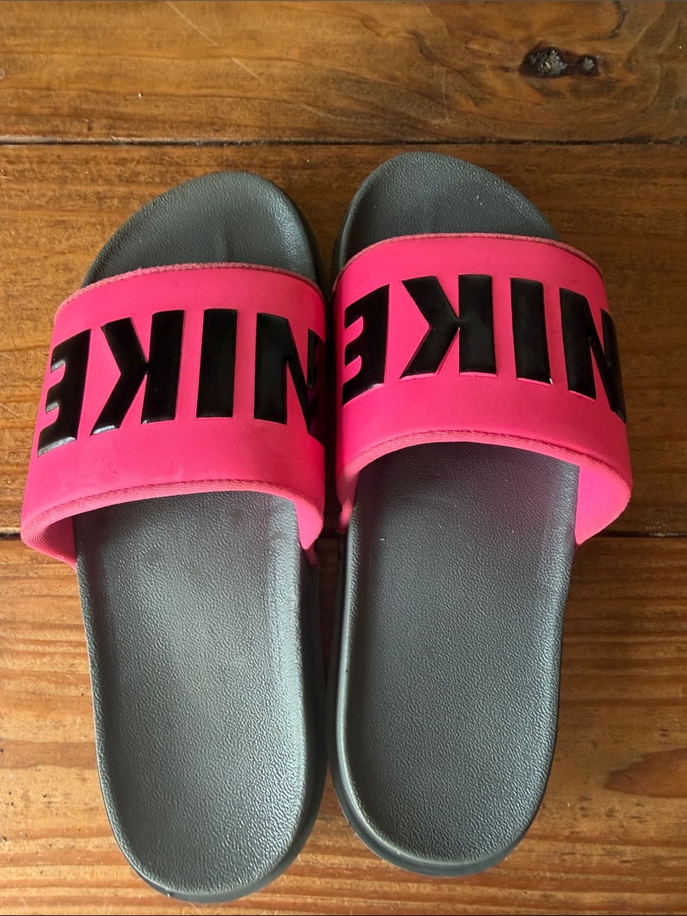 Nike Women’s Hot Pink and Black Slide Sandals